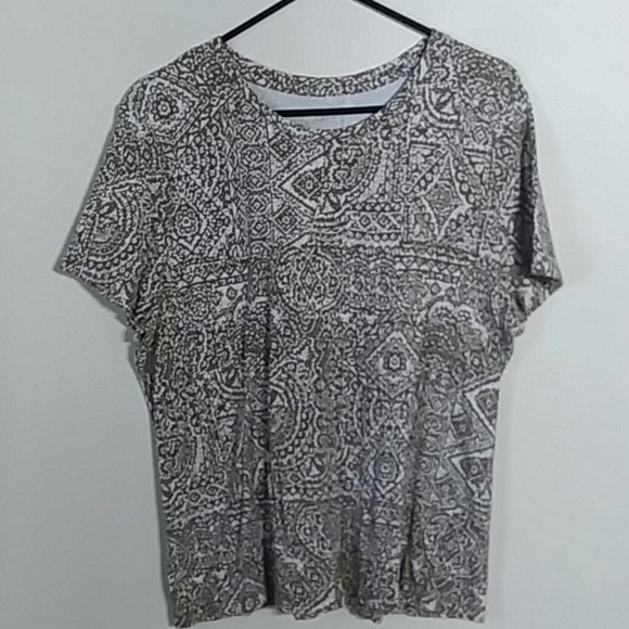 XL Studio Works Patterned Brown White Tee Shirt - Picture 1 of 3